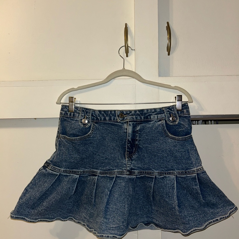 Wild Fable Blue Tiered Skater Mini Skirt